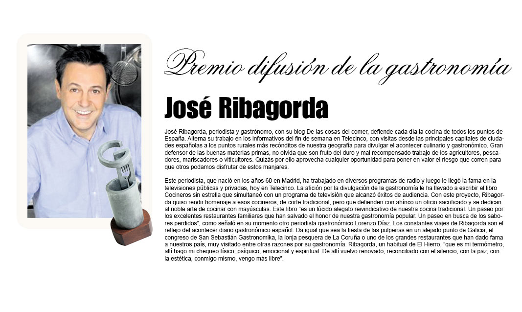 José Ribagorda galardonado con el Premio a la difusión de la gastronomía