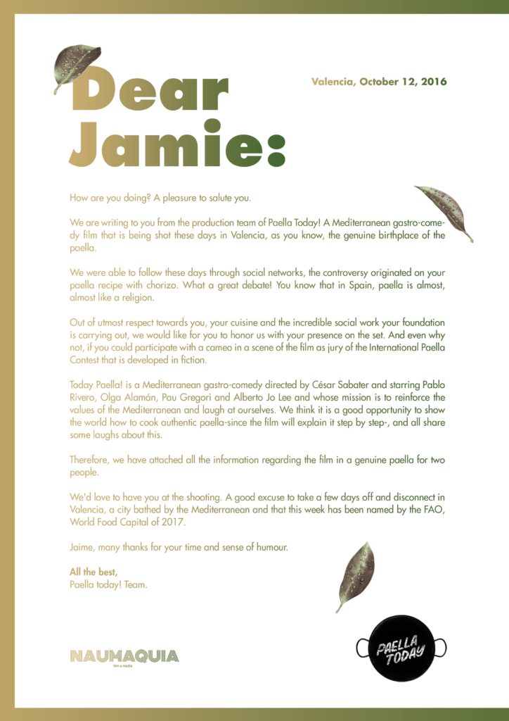 Carta a Jamie Oliver