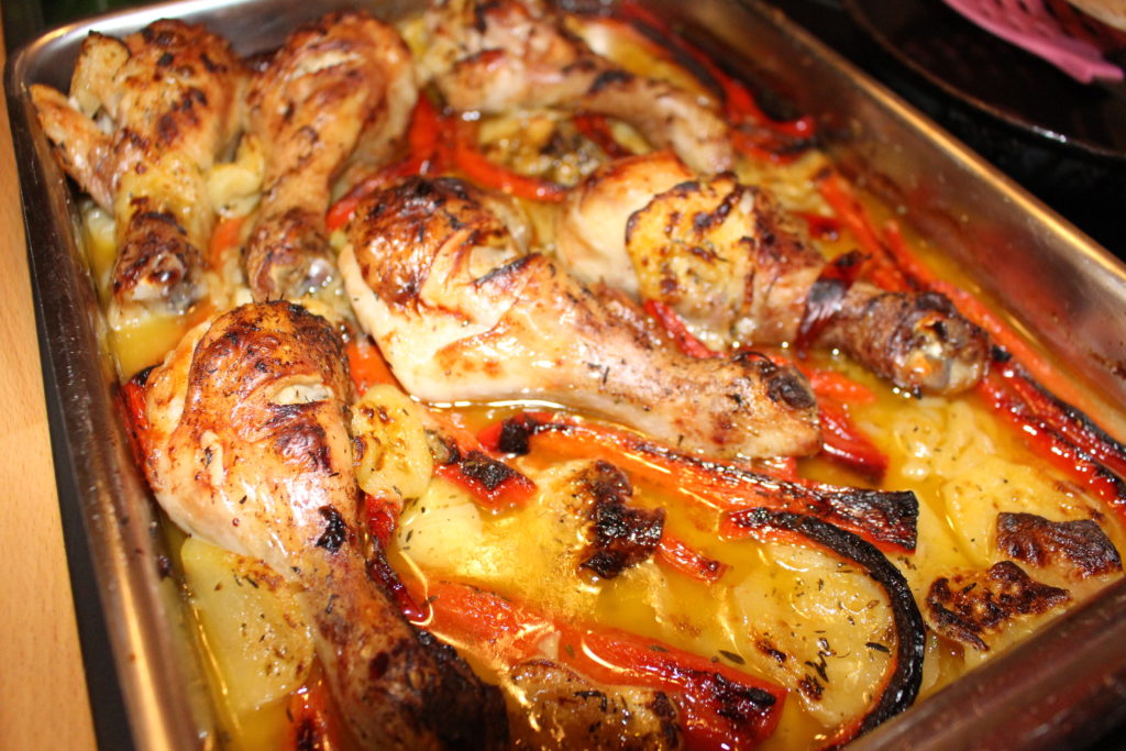 Muslos de pollo con verduras