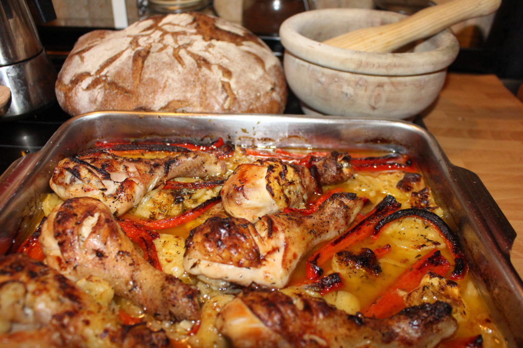 Receta de muslos de pollo con verduras